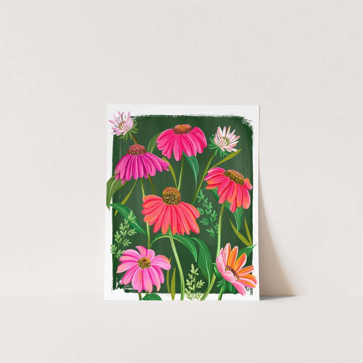 DorothyDear - Wholesale Art Print - Pink Echinacea Garden Wall Art Print2