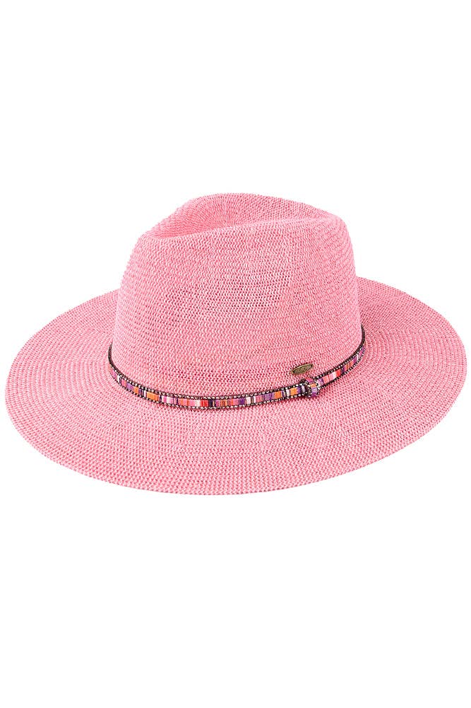 Hana - Wholesale Straw Hat - Women's - C.C Multi Thread Rhinestone Trim Band Panama Hat9