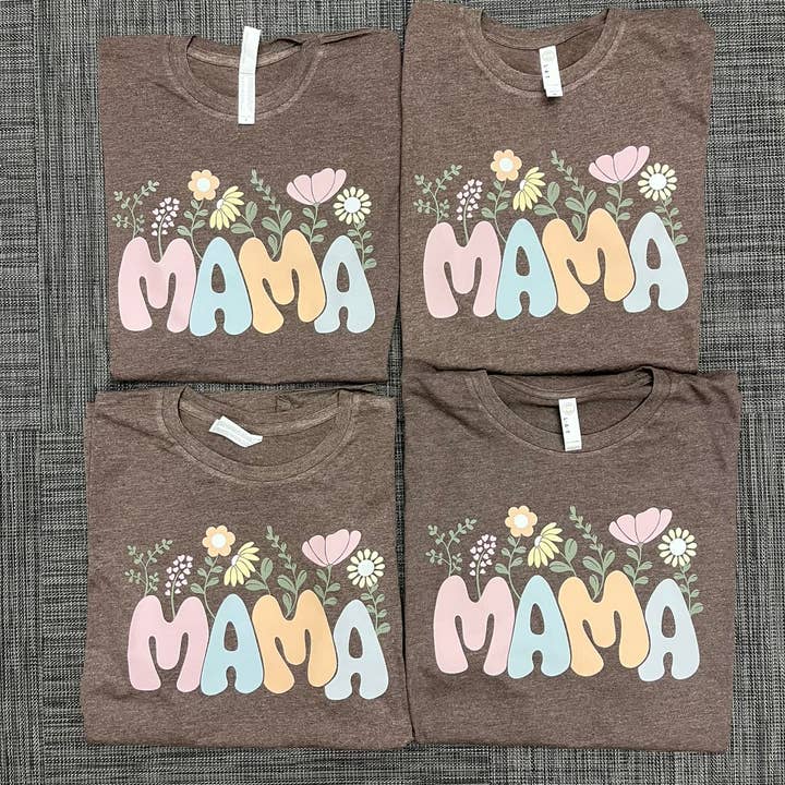 Retro Floral Mama Muted Graphic Tee for wholesale by ZZ Threadz