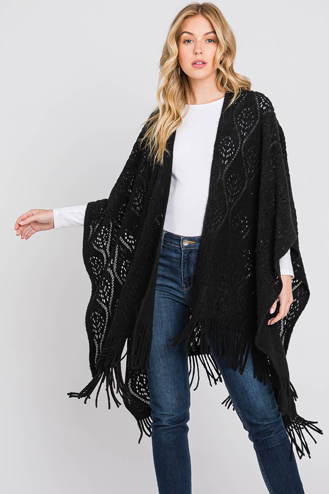 Hana - Wholesale Cardigan - Dames - Paisley Pattern Fringe Ruana32