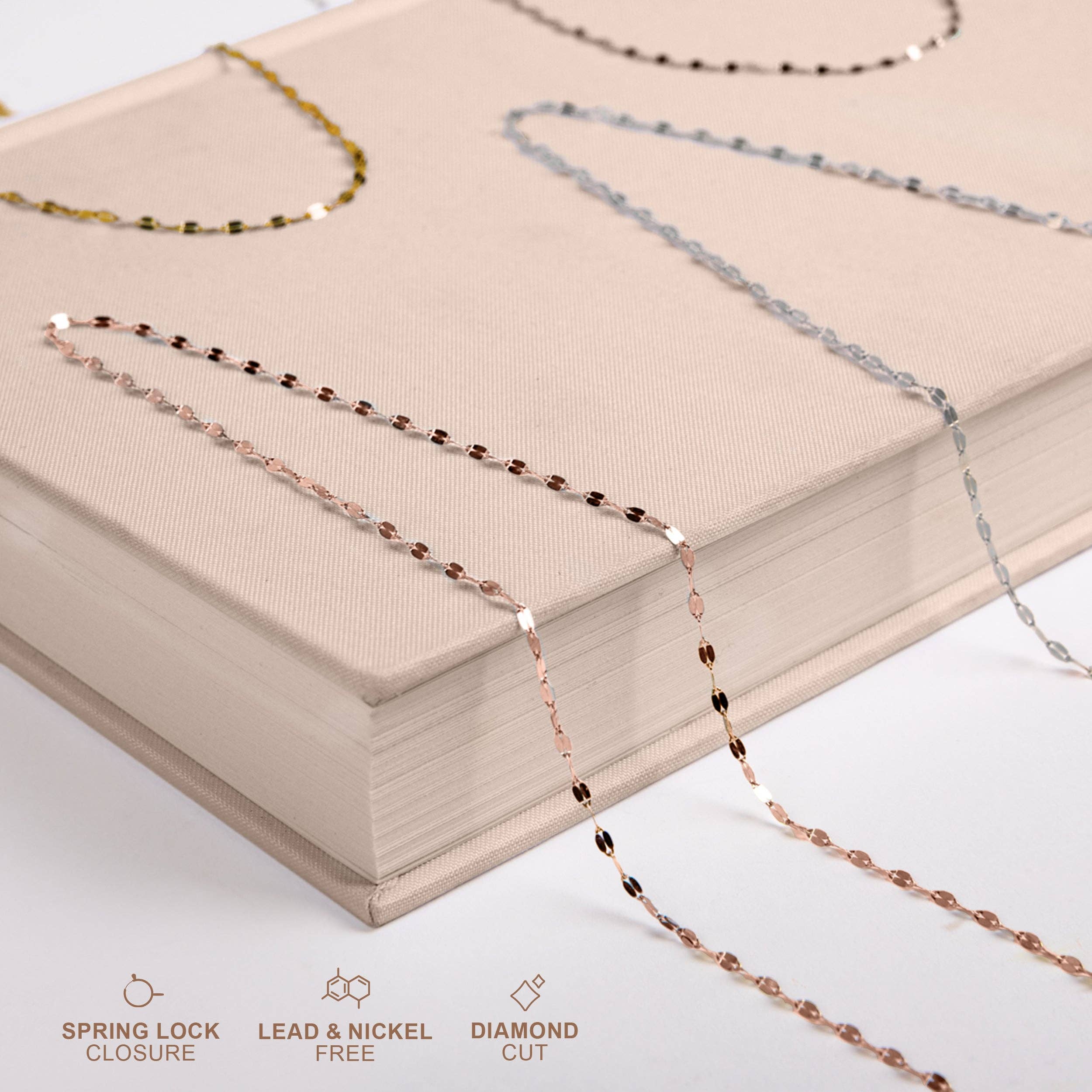 Pori Jewelry – Engroshandel Led/kæde halskæde – 14K guld diamant skåret spejl kæde7