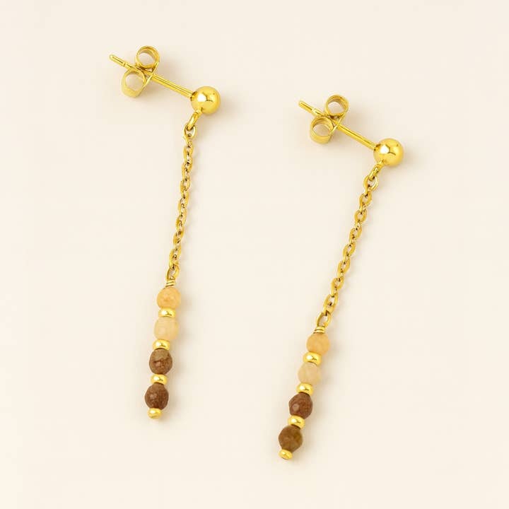 Pendientes colgantes de turmalina multicolor y acero para venta al por mayor de Clary Scott Paris