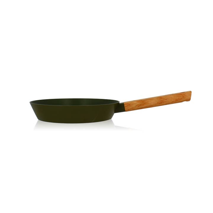 24cm ector pan in khaki aluminum with wooden handle for wholesale by Ogo living