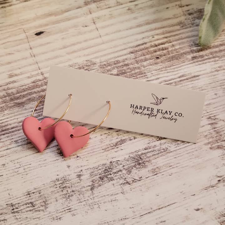 The Heart Hoops- Polymer Clay Hoop Earrings for wholesale by Harper Klay Co