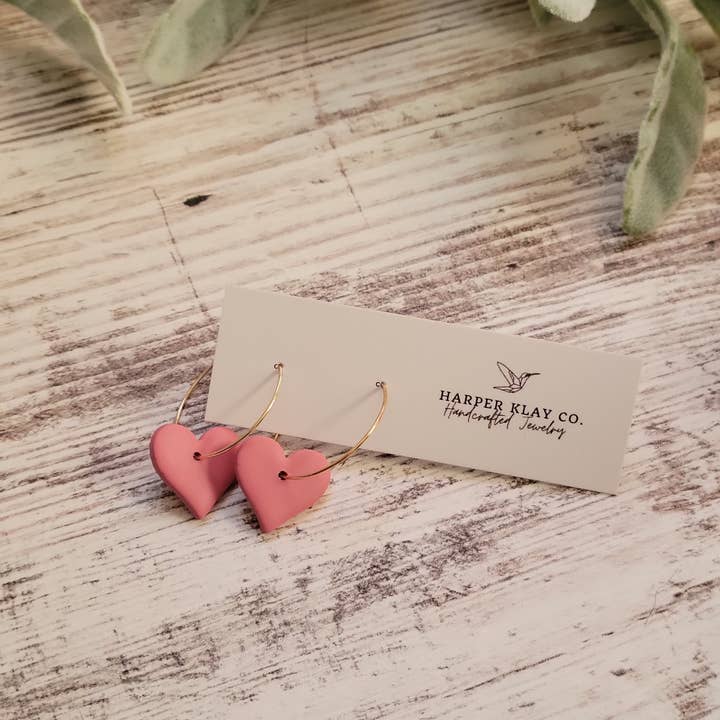 The Heart Hoops- Polymer Clay Hoop Earrings for wholesale by Harper Klay Co