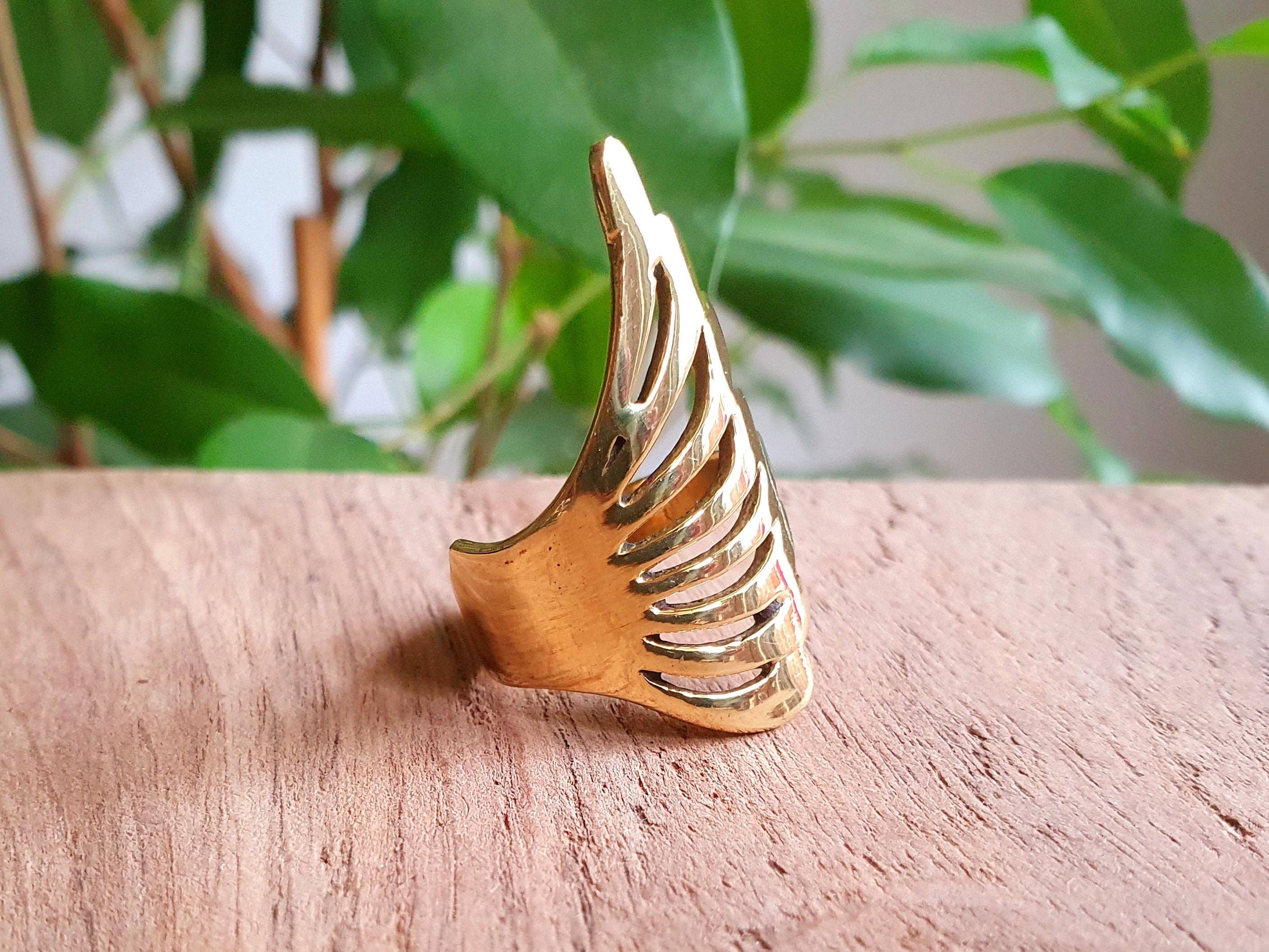 Kaali Boutique - Wholesale Band/Stacked Ring - Gold Angel Wings Ring / Brass / Ethnic, Geometric, rustic, yoga, hippie, gypsy, pretty, psy, boho, bohemian, festival1