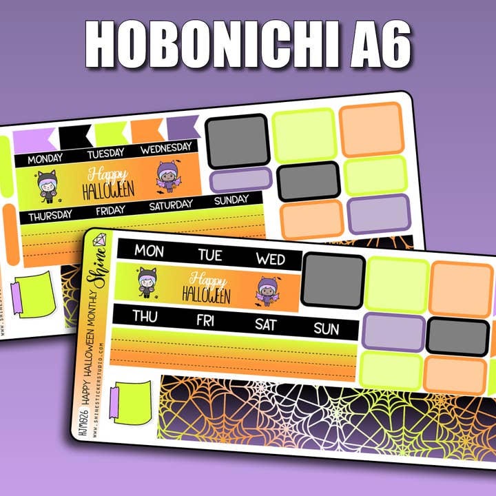 Undated Happy Halloween Monthly Kit - Hobonichi A6 for wholesale by Shine Sticker Studio