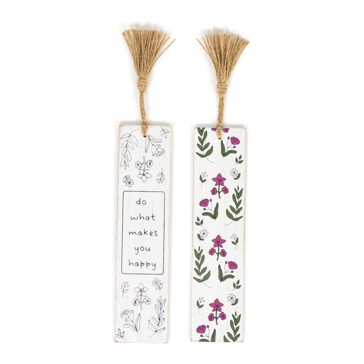 11752 - 2x8x.25 reversible wood bookmark (MKS HAPPY) multi for wholesale by Devanie At Home (Formerly Adams & Co.)