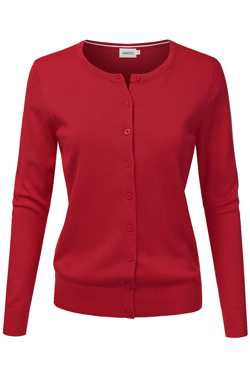 NINEXIS - Vente Cardigan – femme - AWOCAL310_Chandail à manches longues en tricot doux boutonné26
