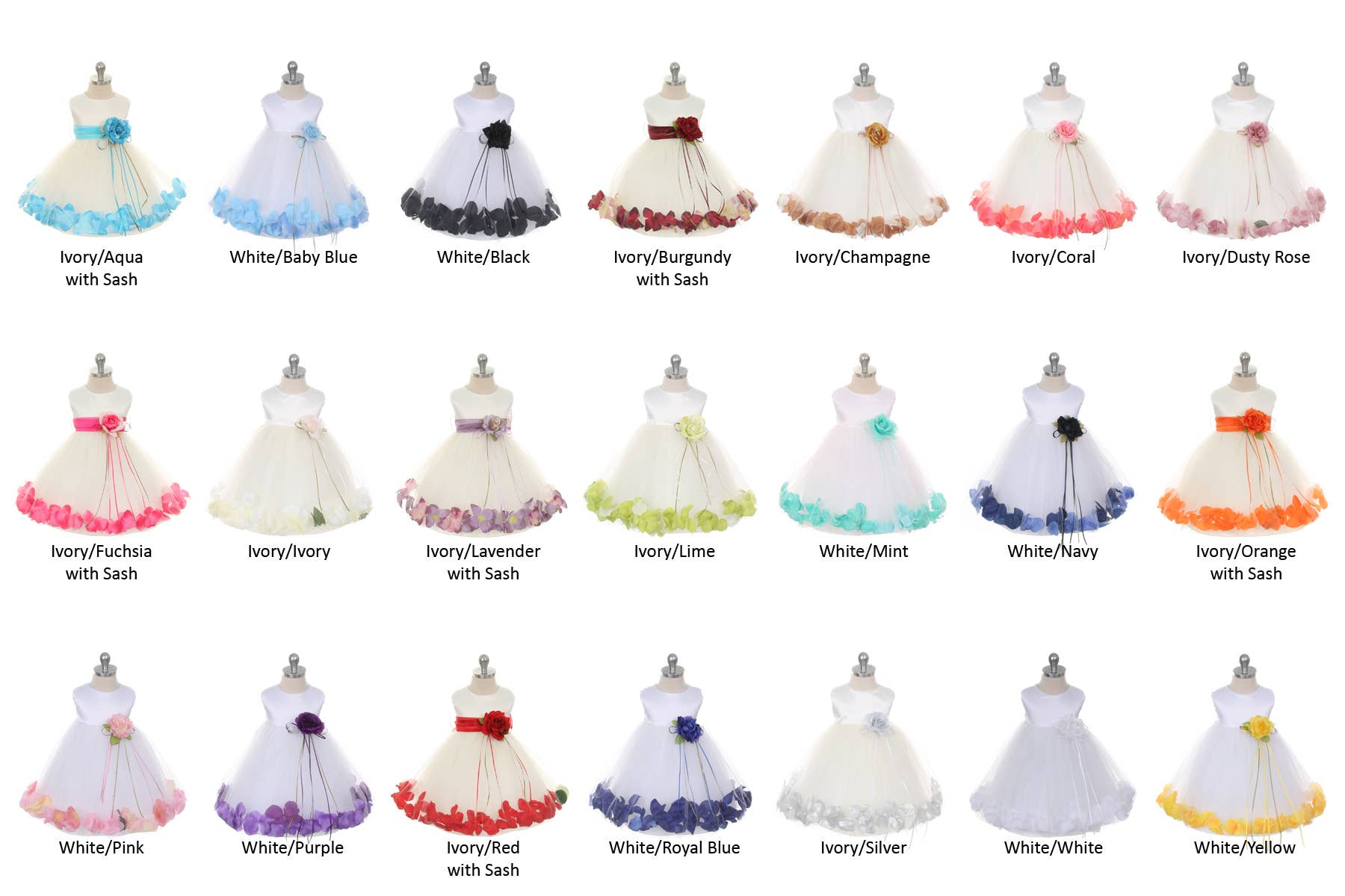 Kid's Dream - Wholesale Dress - Baby - Satin Flower Petal Baby Dress with Organza Sash14