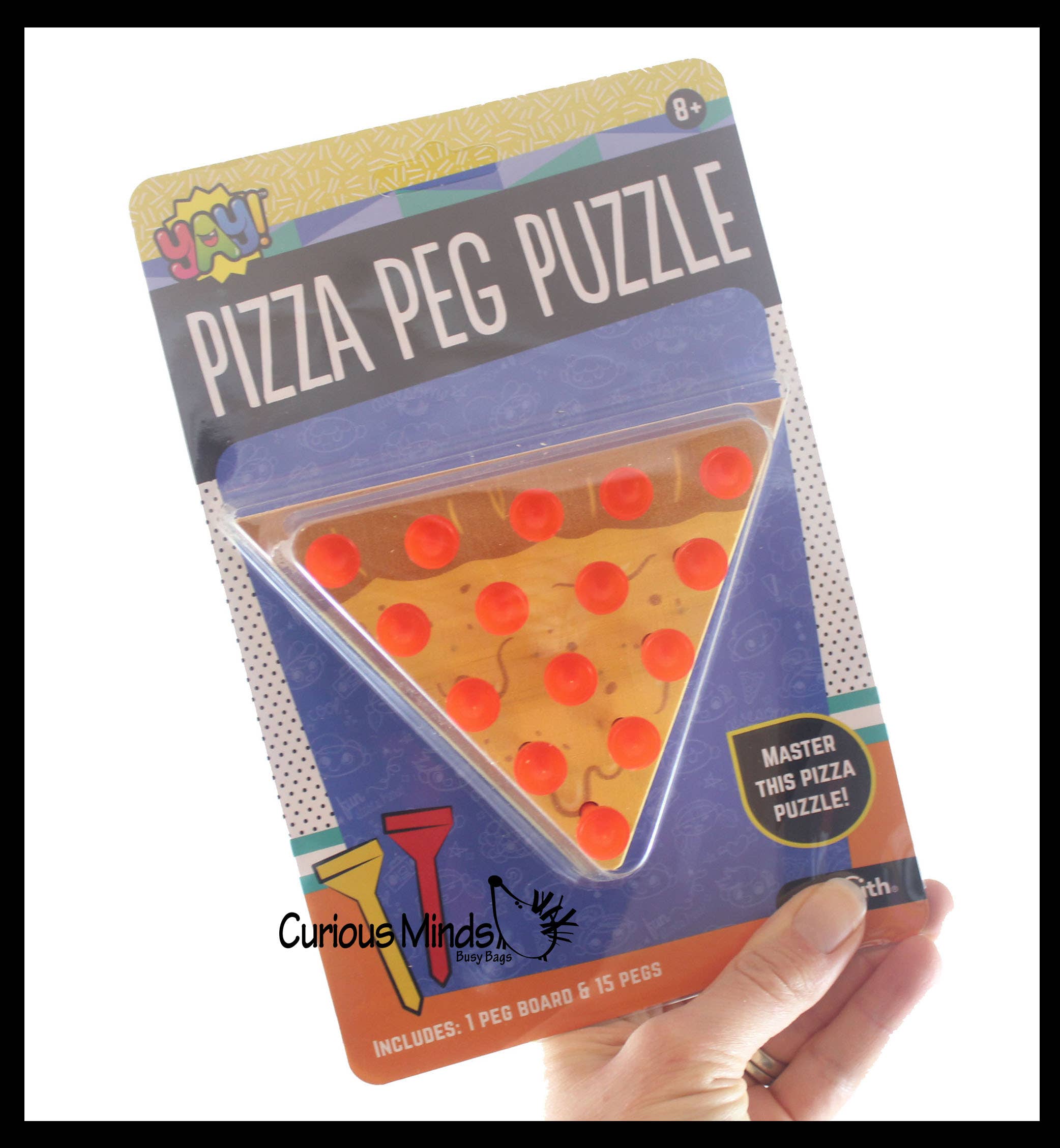Curious Minds Toys - Wholesale Bordspel - 1 Cute Pizza Solitaire Peg Game - Klassiek houten spel - Peg