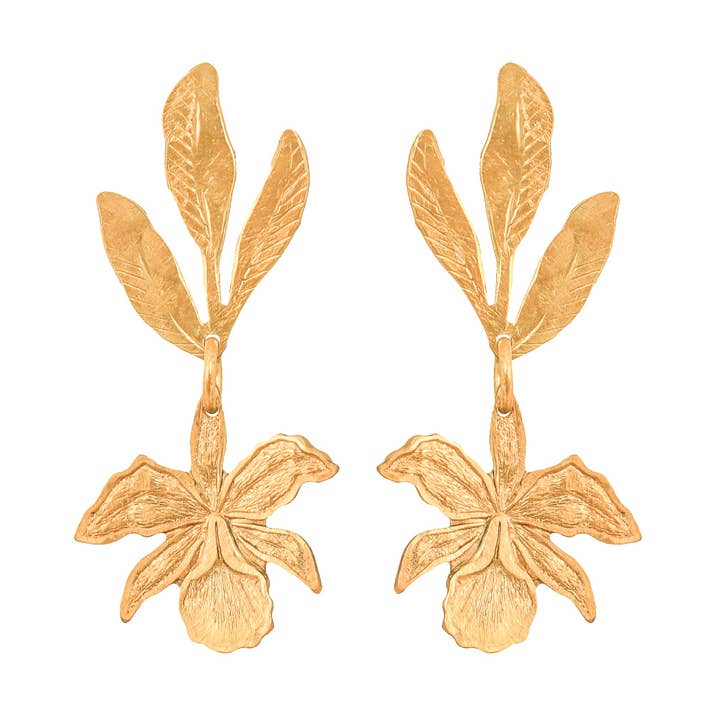Pendientes Orquídea Oro para venta al por mayor de We Dream in Colour