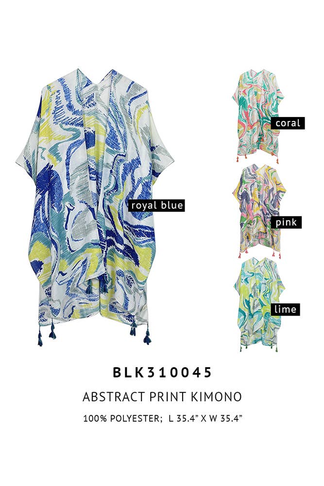Hana - Wholesale Kimono - Women's - Abstract Print Tassel Summer Kimono7
