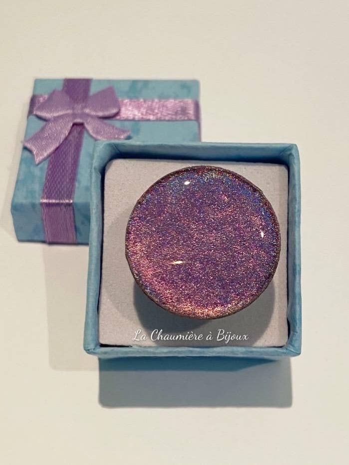 anillo de plata 925 - violeta holográfico para venta al por mayor de La Chaumière à Bijoux