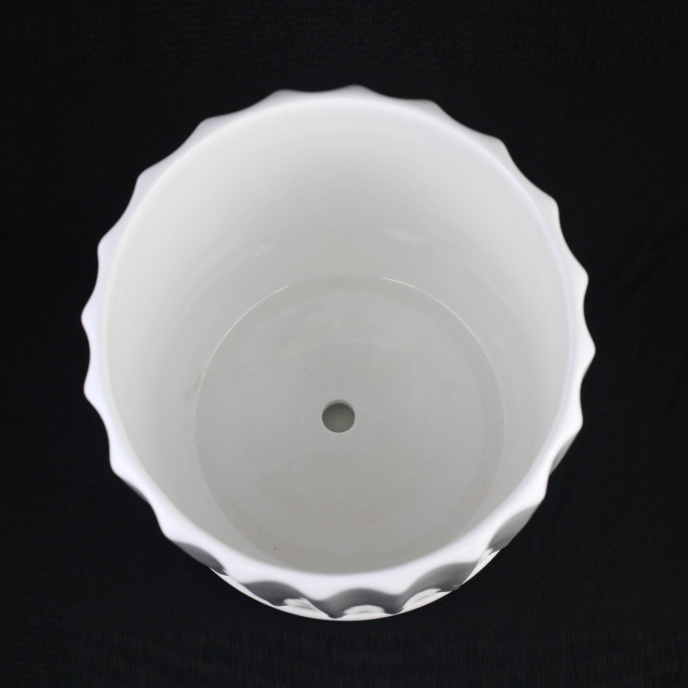 Florinia - Wholesale Plant Pot - 3-Piece White Fluted Ceramic Planter Set, Case Pack8