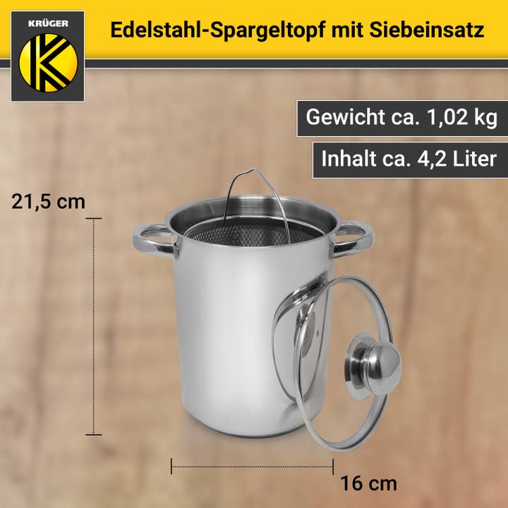 Karl Krüger – Engroshandel Gryde – Karl Krüger aspargesgryde i rustfrit stål med siindsats1