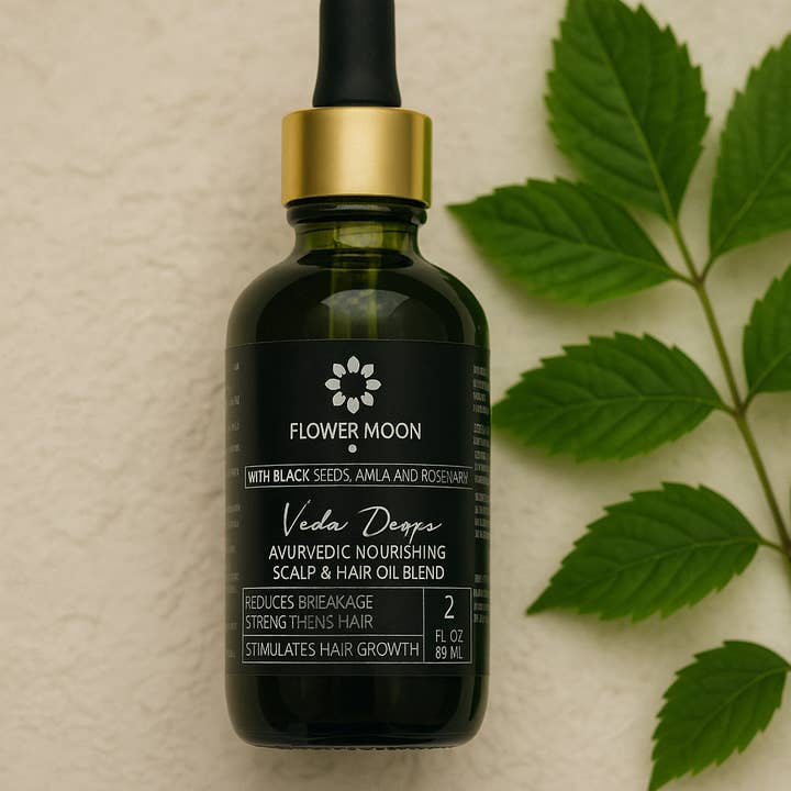 Veda Drops- Nourishing Scalp and Hair Complex with Black Seeds, Amla and Rosemary for wholesale by Flower Moon Shop
