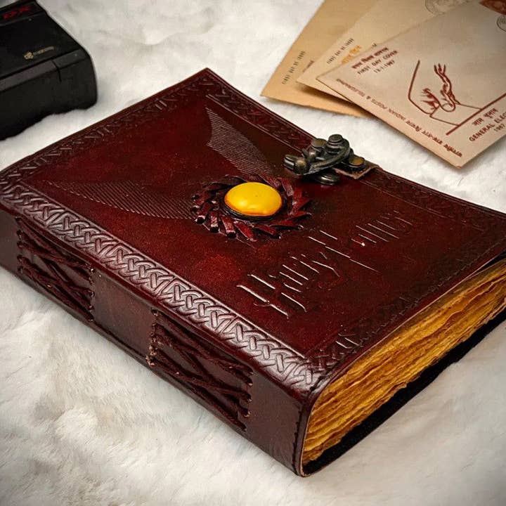 R K Handicrafts and Exporters - Wholesale Journal/Diary - Leather Journal Vintage Notebook with Harry potter Embossed