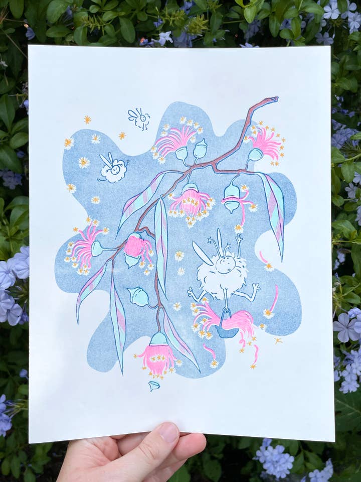 Eucalyptus Fairy Riso Print for wholesale by coralroot
