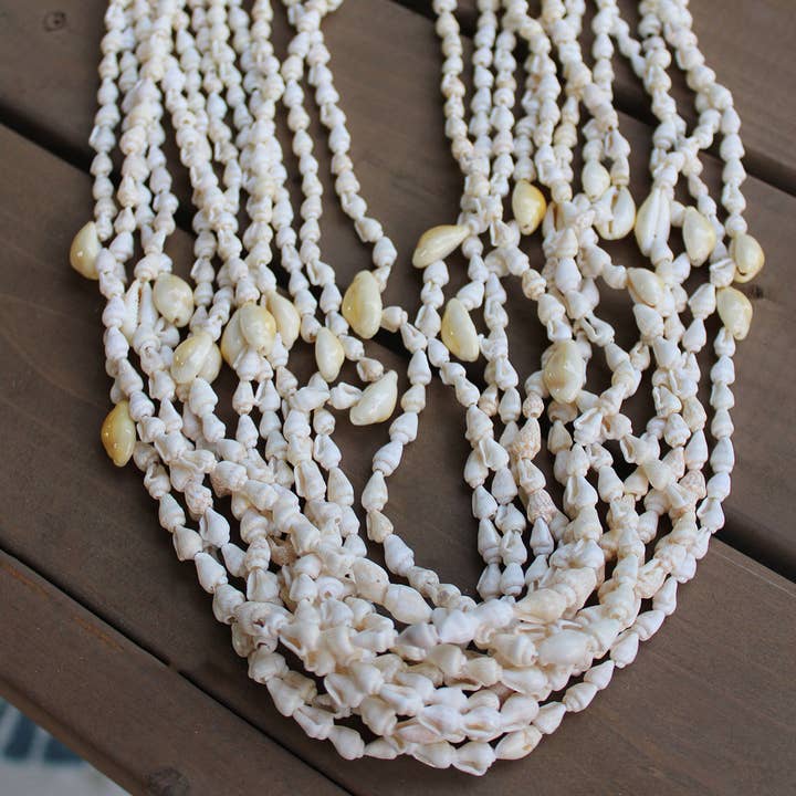 California Seashell Company - Wholesale Beaded/Pearl Necklace - Shell Leis - Seashell Necklaces - Beach Favors - 1 Dozen1