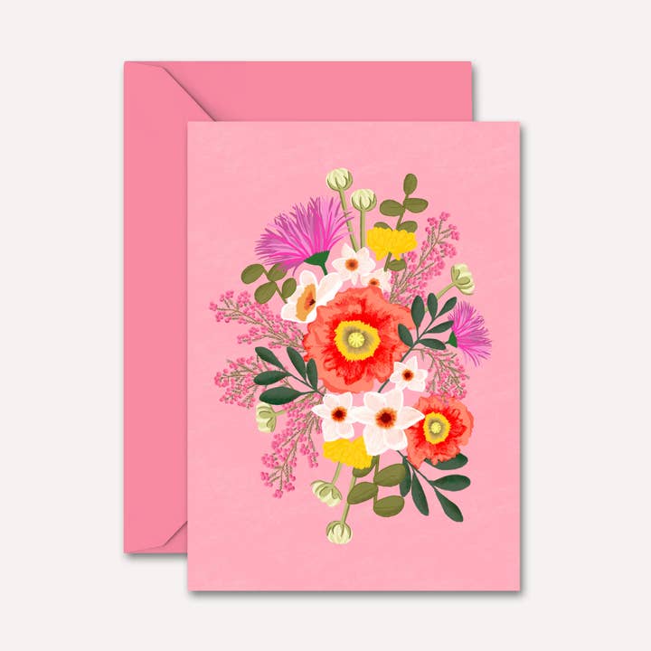 Illustrated Flower Bouquet Card | Just Because, Any Occasion for wholesale by Natalie Lea Owen
