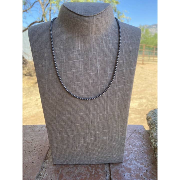 Nizhonitradersllc - Wholesale Beaded/Pearl Necklace - 3mm Sterling Silver Navajo Pearl Style Beaded Necklace1