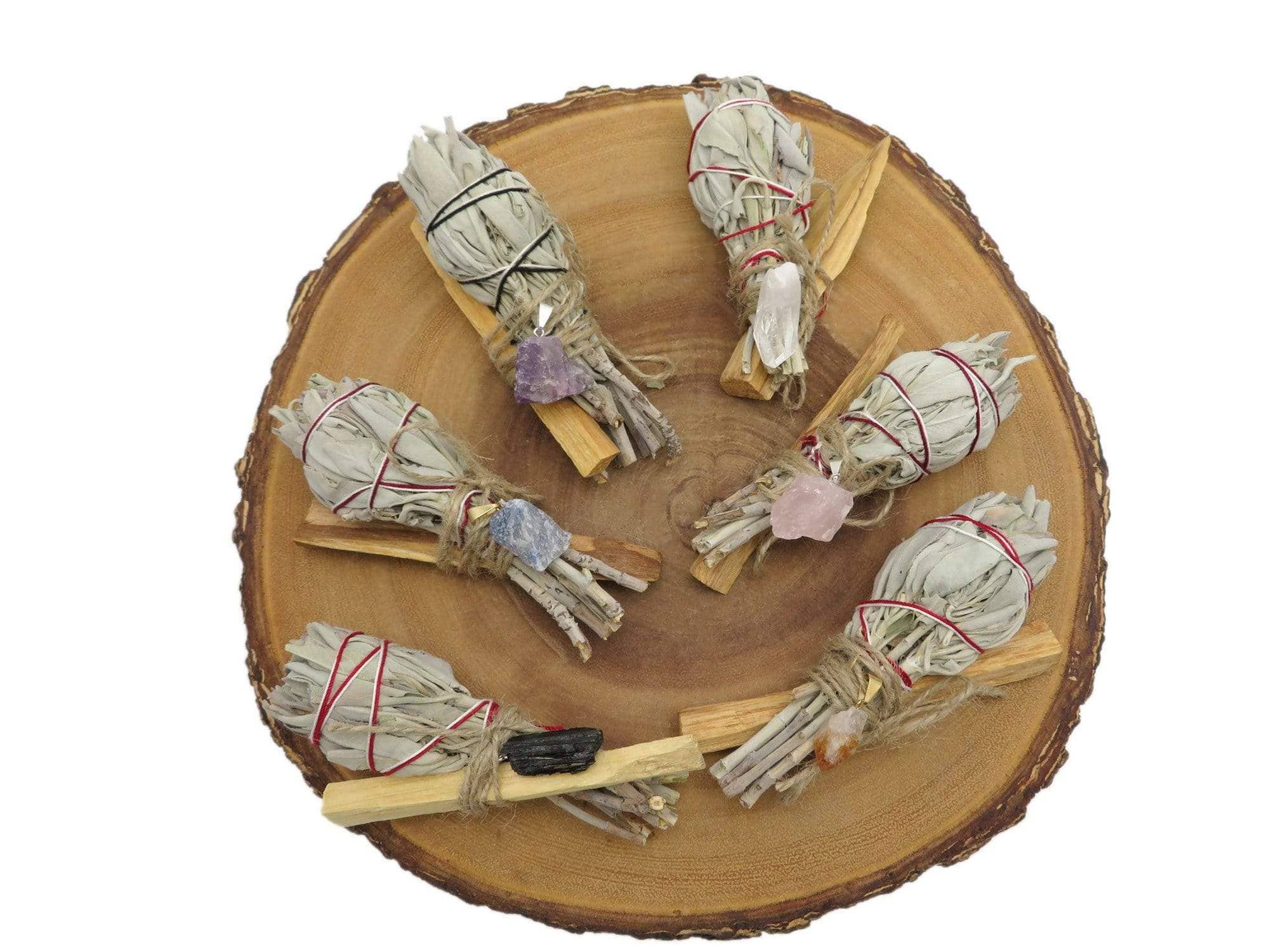 Rock Paradise – wholesale Sage bundle – Crystal Sage Palo Santo Bundle w/ Stone Pendant3