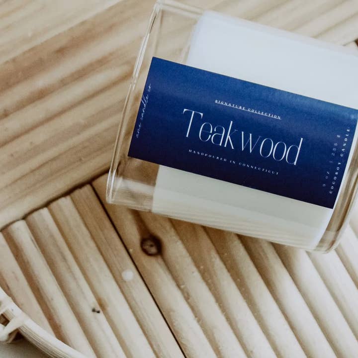 Teakwood | Coconut Soy Candle for wholesale by Ame Candle Co