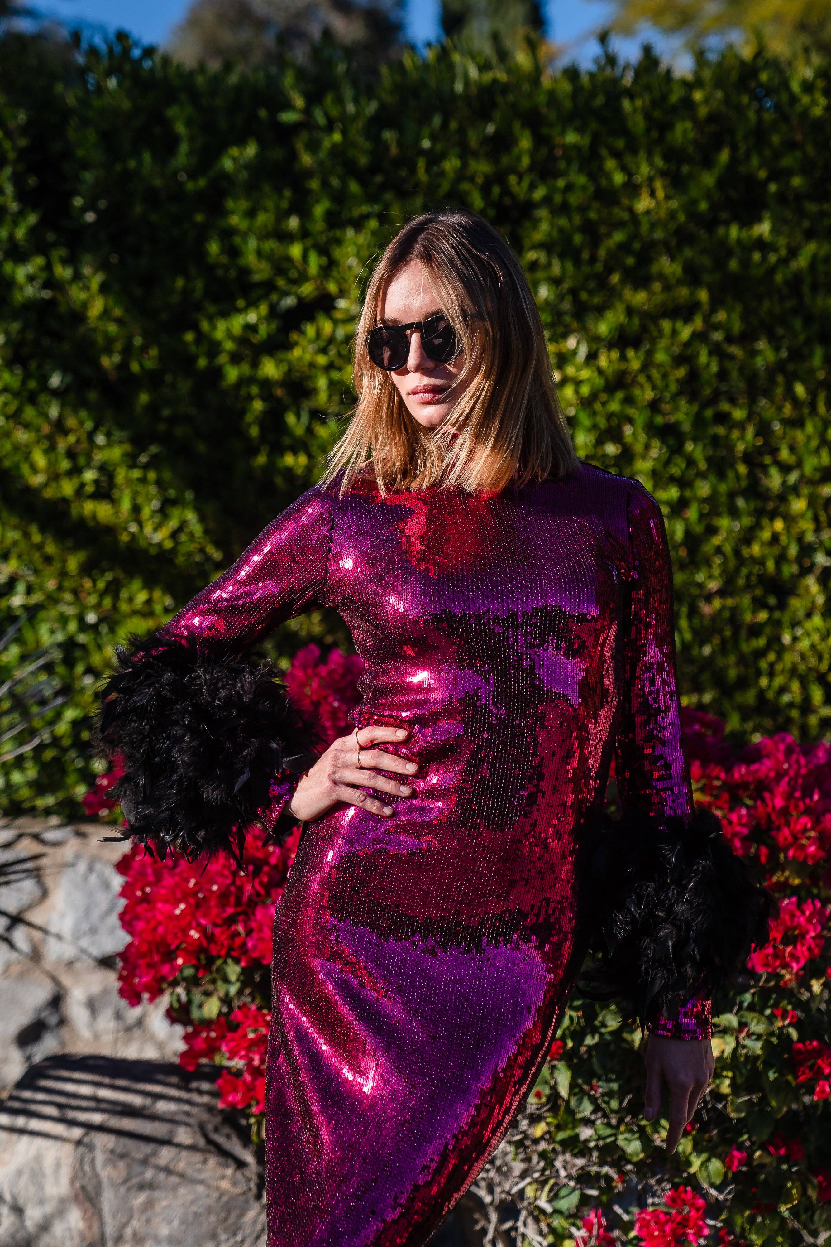 Jennafer Grace - Wholesale Jurk - Dames - Julianne jurk met lovertjes in zwarte kers3