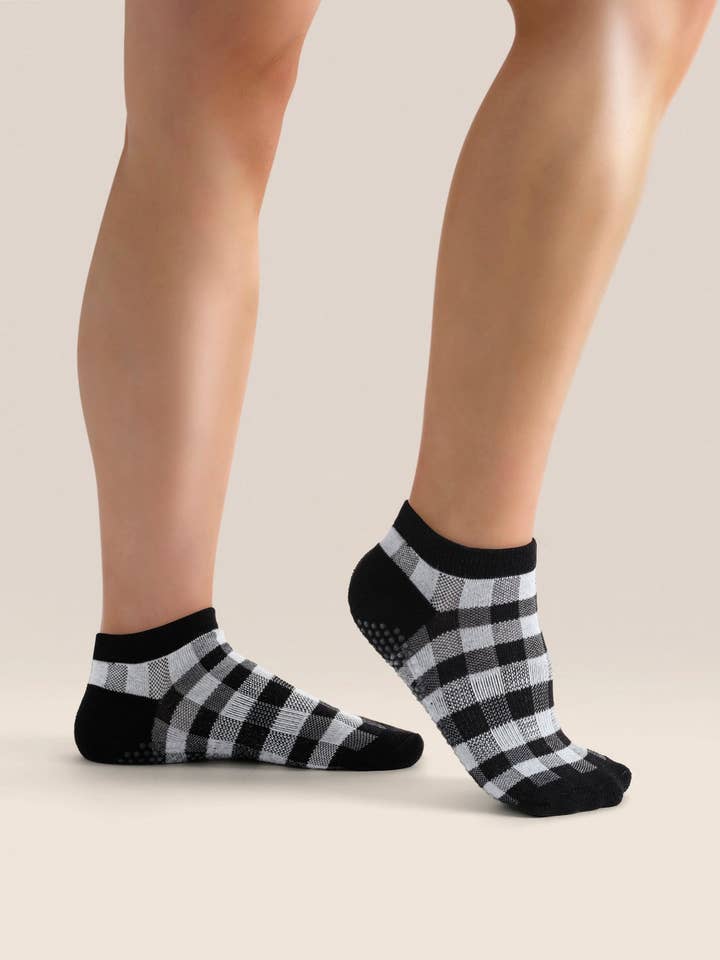 Klassiska låga greppsstrumpor - Monokromt gingham-mönster för wholesale av MoveActive