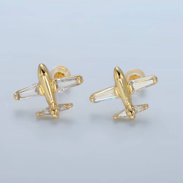 24K guldfyllda CZ Baguette flygplansresdubbar | AD763 för wholesale av Aim Eternal