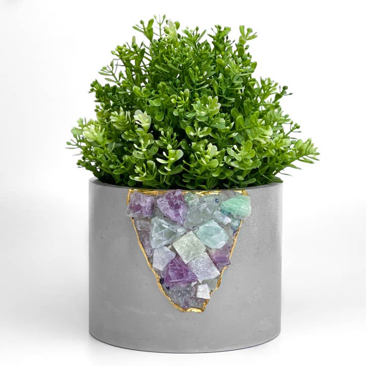 POT DE FLEURS GÉODE EN FLUORITE DE 6 po, grande jardinière à géode, pot de fleurs pour la vente par Planters Made in the USA