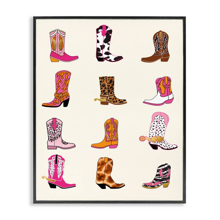 Stupell Industries - Wholesale Wall Sign - Bright Cowboy Boots & Spurs - Framed Wall Art