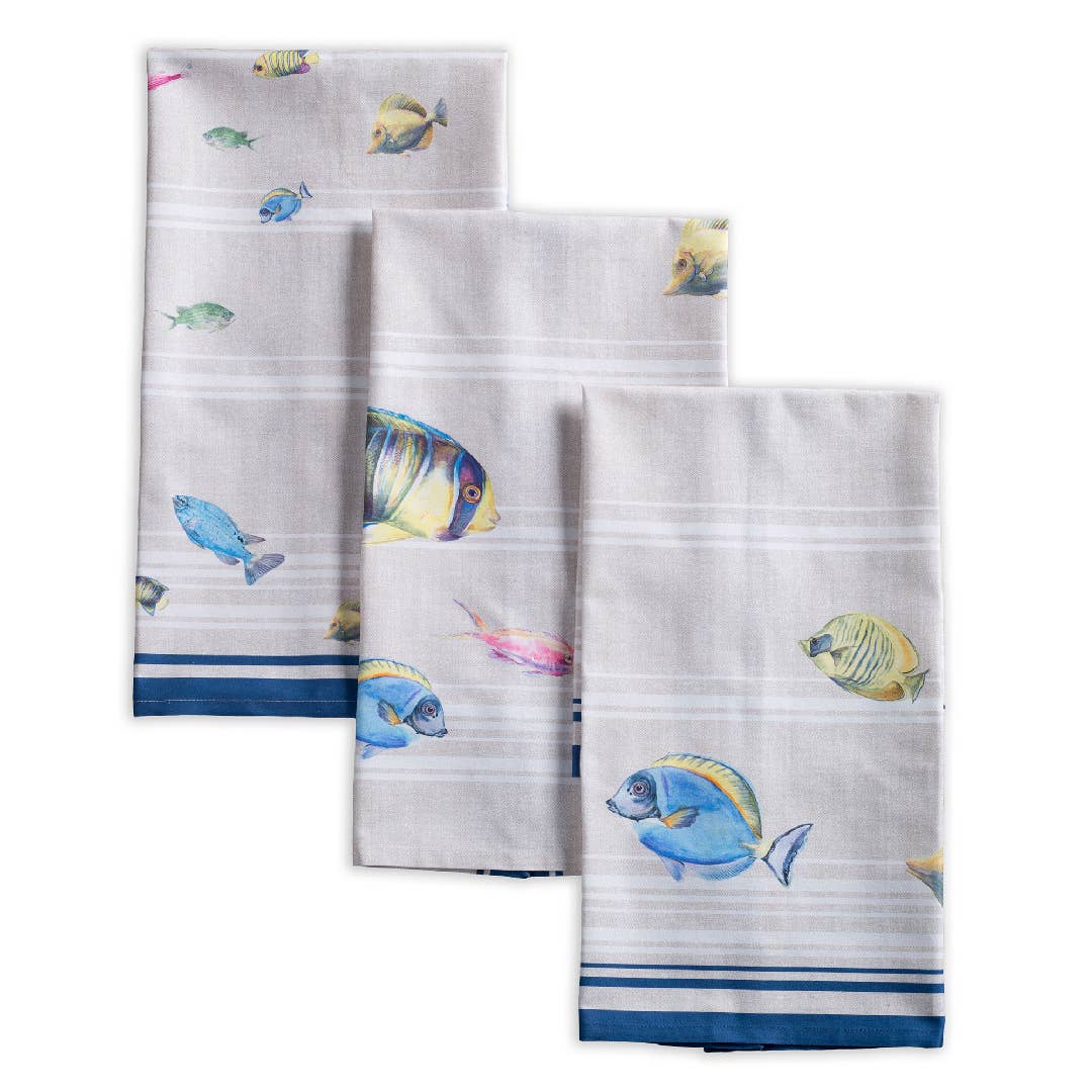 Maison d'Hermine - Design in Every Thread - Wholesale Tea Towel - Kitchen Towels 100% Cotton - Set of 3 - Poisson0