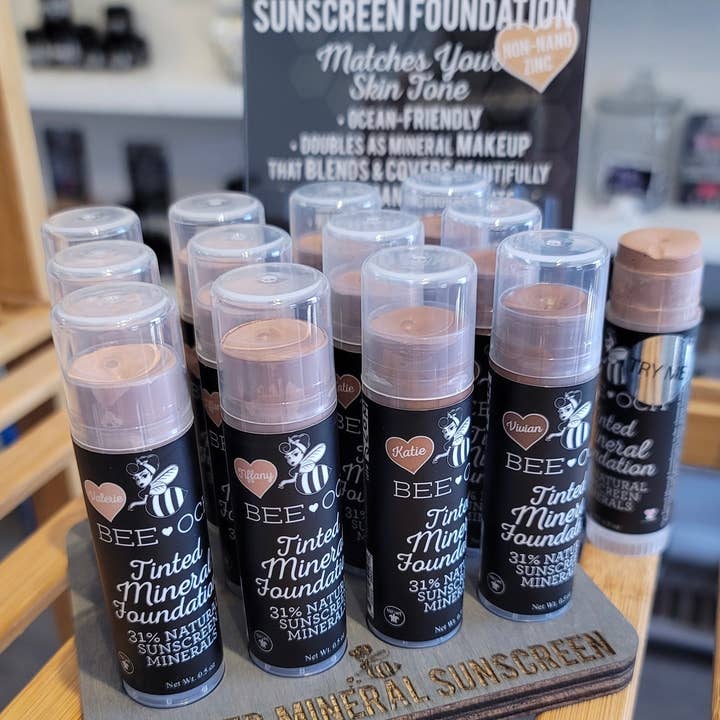 BEE-OCH Organics - Wholesale Sunscreen - Tinted Mineral Foundation - 31% Zinc Oxide - FREE DISPLAYS!