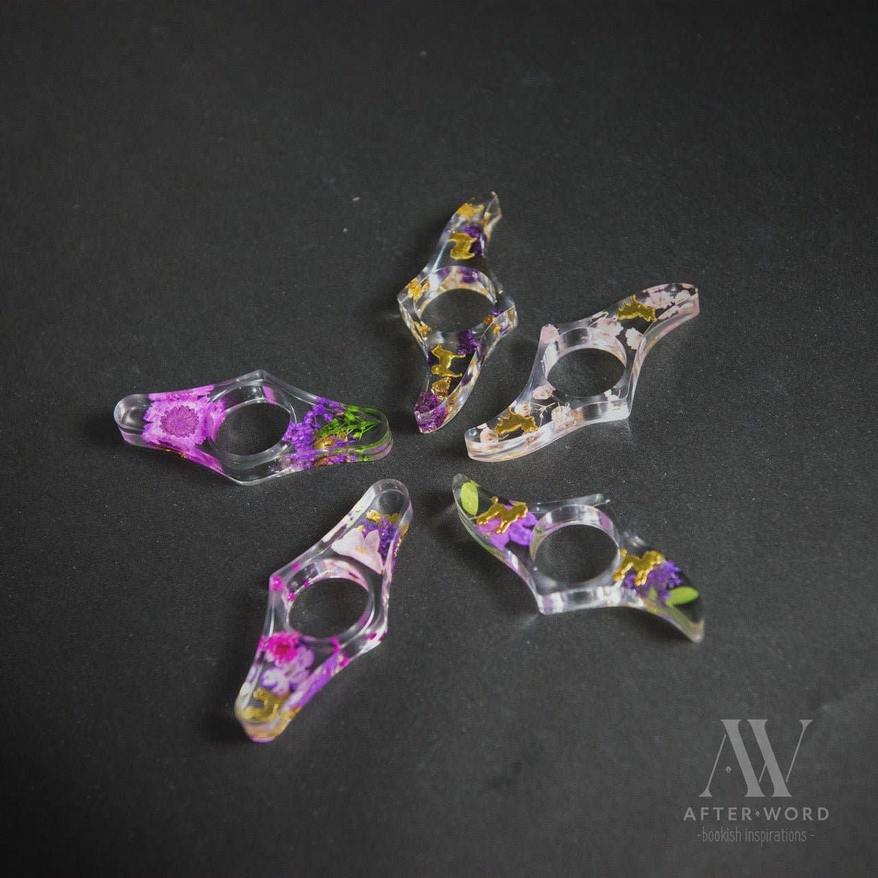 After Word - Wholesale Bookmark - Floral Resin Page Holders0