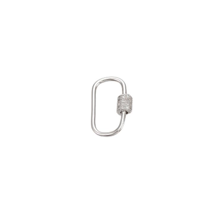 * Stor sølv Gabi karabinhage | Cubic Zirconia Oval Skrue Karabiner for engroshandel hos The Charm Bar Company