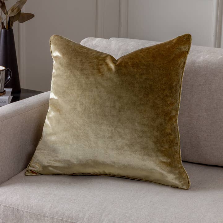 Luxe Velvet Piped Cushion Gold for wholesale on Faire