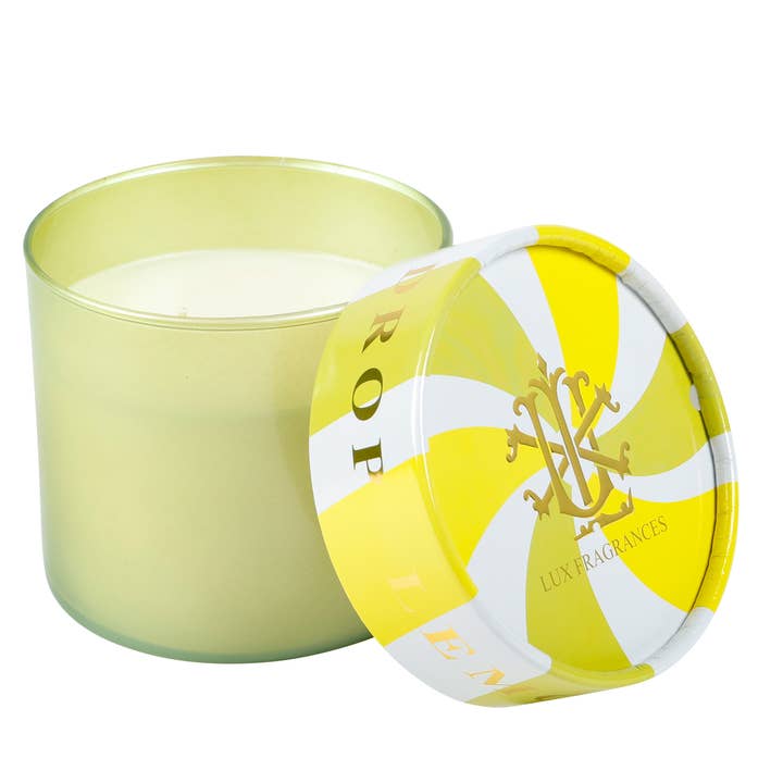 Lemon Drop 2 Wick Candle with Decorative Lid for wholesale by LUX FRAGRANCES