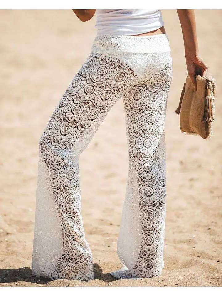 Queen Fashion – Engroshandel Strandbadekåbe – Dame – hule hæklede blondebukser med snor3