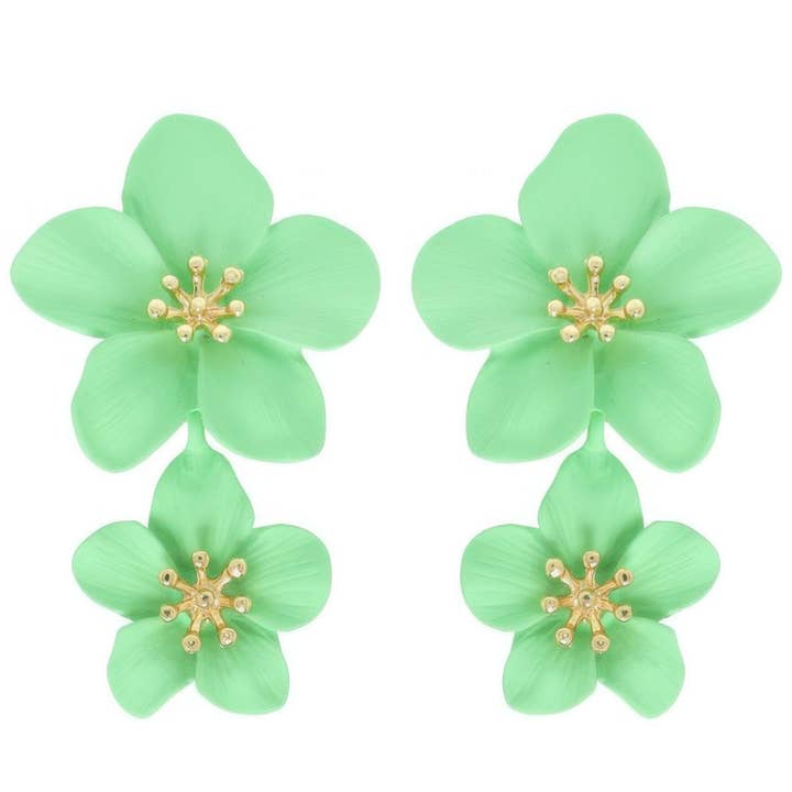 CC Wholesale Clothing - Wholesale Dangle Earrings - Hawaiian Acrylic Flower Post Earrings1