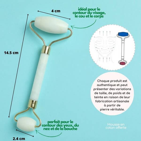 Zen'Arôme - Wholesale Face/Beauty Roller - 2 White Jade Natural Stone Face Massage Rollers4
