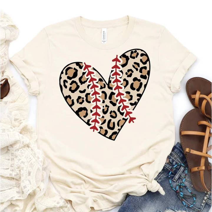 Camiseta Leopard Baseball Heart para venta al por mayor de Ebony's Tees's and Crafts