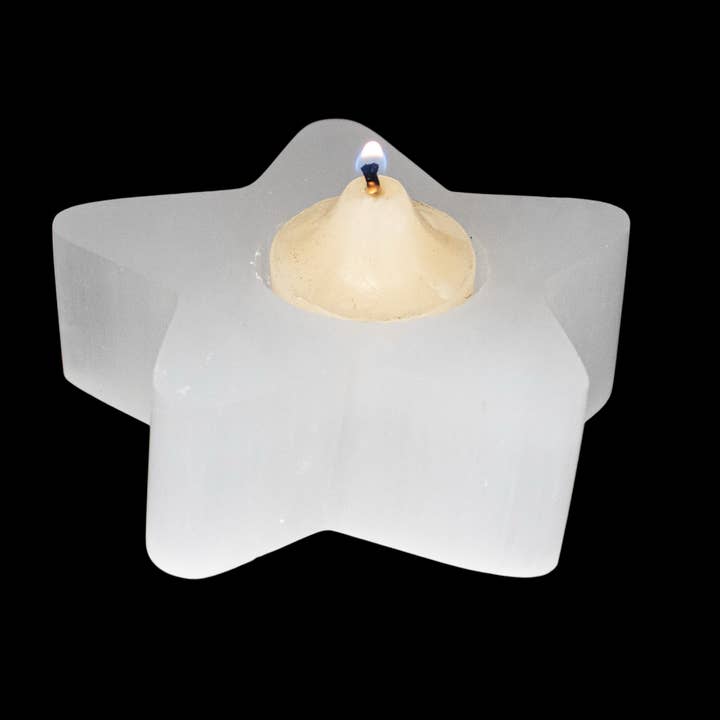 Selenite Candle Holder Star for wholesale by Quasar Gems USA
