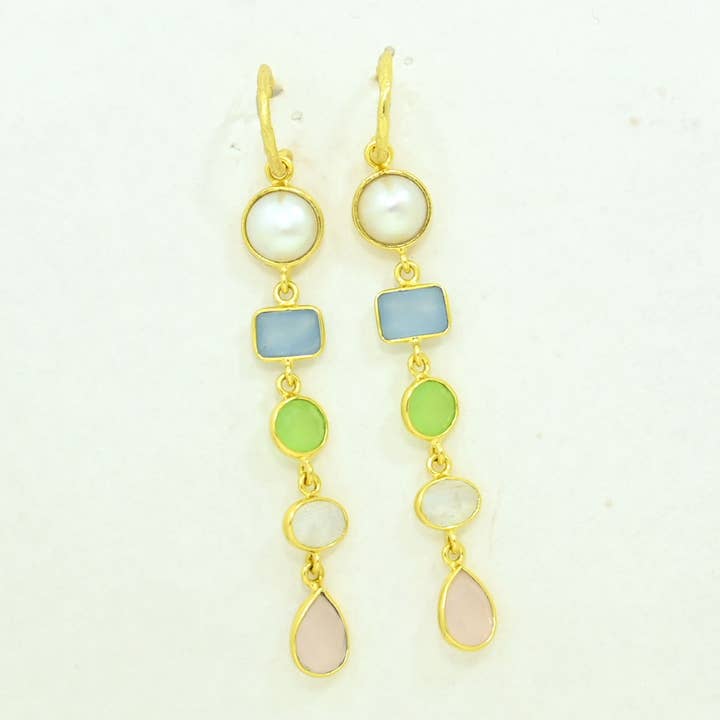Schmuckoo Berlin - Wholesale Dangle Earrings - Yvonne Earring Gold - Pearl, Moonstone & Rose Quartz2