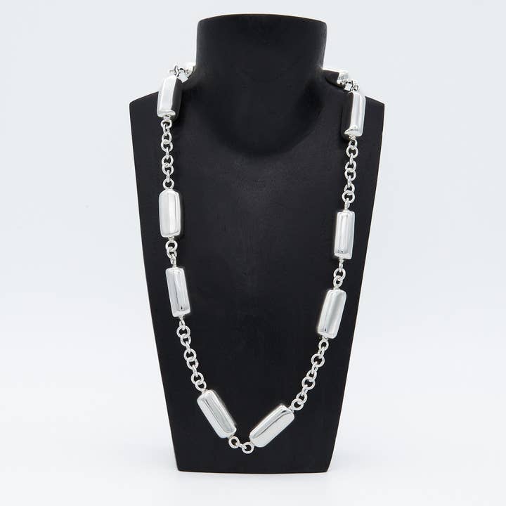 Zilveren Vat Schakel Set van Ketting, Armband en Oorbellen voor wholesale door Renata Rubio 92.5