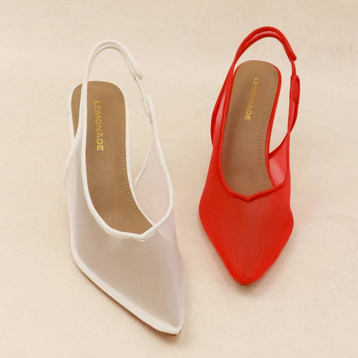 ZAYLA - Transparante Mesh, Slingback Stiletto Hakken voor wholesale door Lemonade Shoes