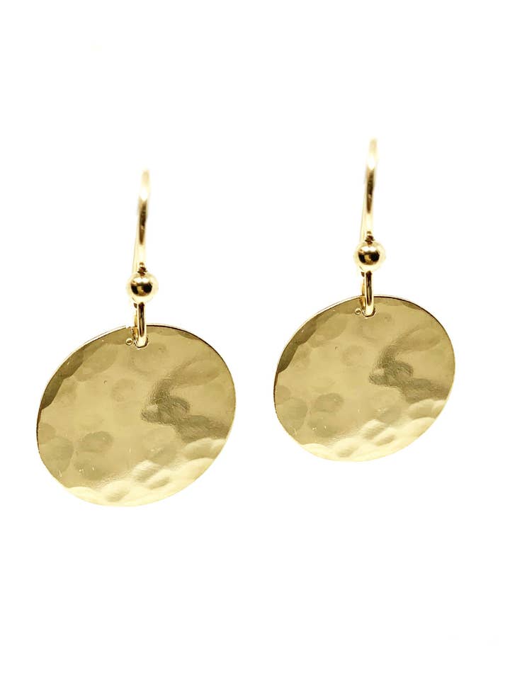 Large Hammered Medallion Disc Earrings for wholesale by Selah Vie