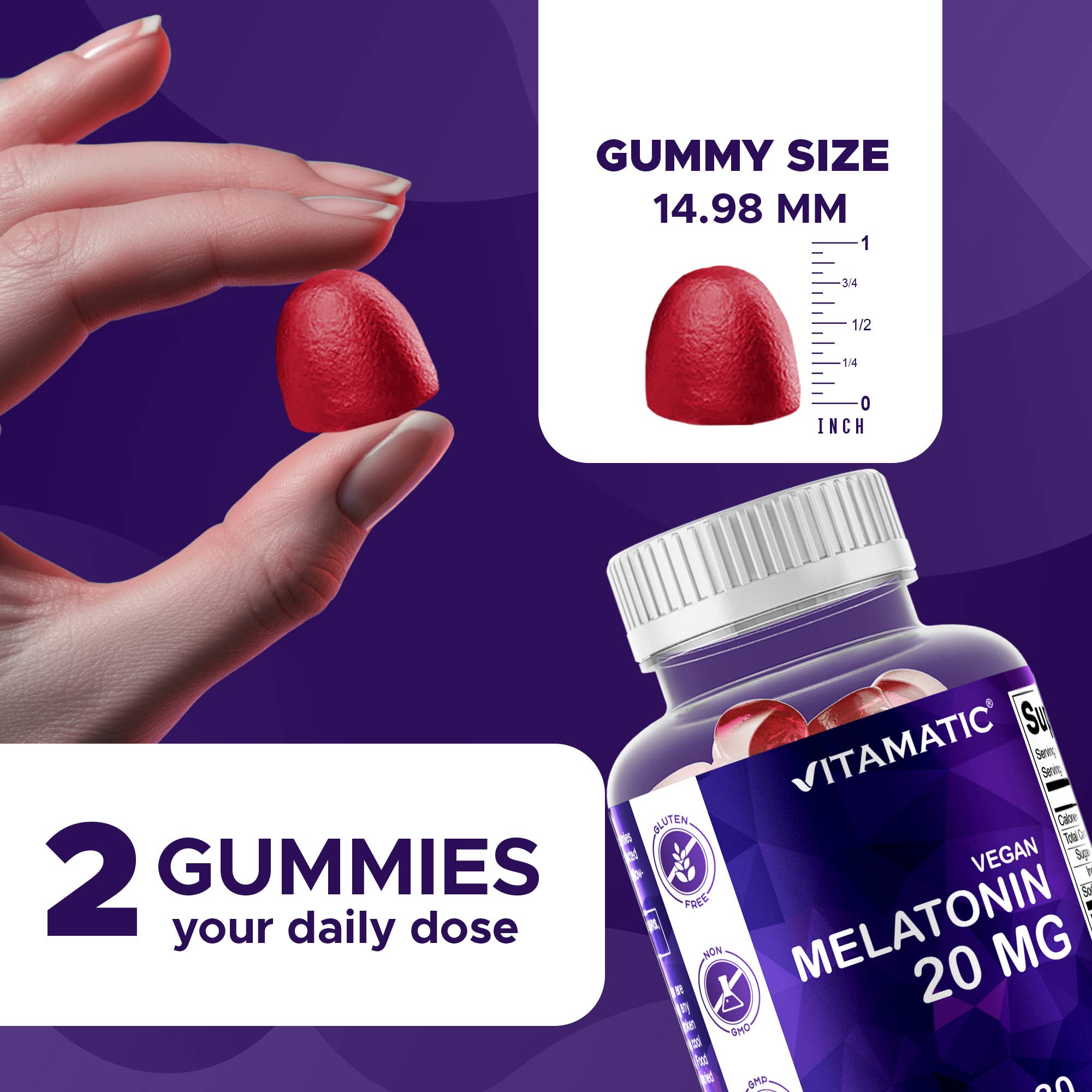 Vitamatic - Wholesale Oral Supplement/Vitamin - Vitamatic Melatonin 20mg Gummies for Adults | 60 Gummies2