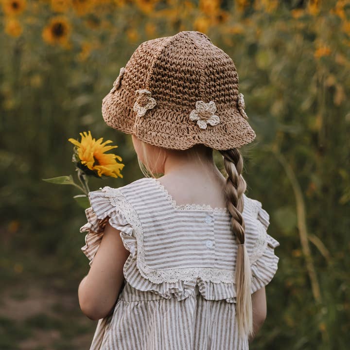Annie & Charles - Wholesale Bucket Hat - Kids - Annie & Charles® Papyrus Flower Summer Hat